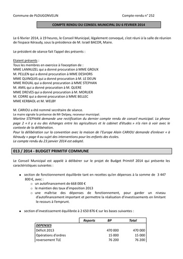 Séance du 06 février 2014