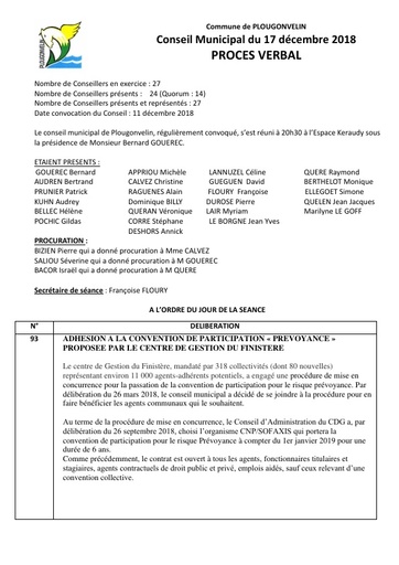 Séance du 17 décembre 2018