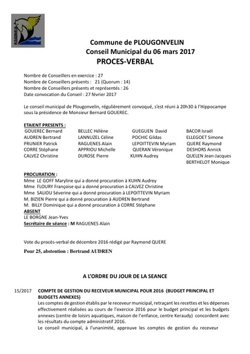 Séance du 06 mars 2017