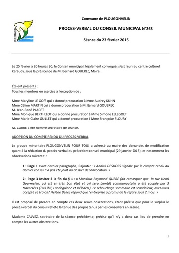 Séance du 25 février 2015