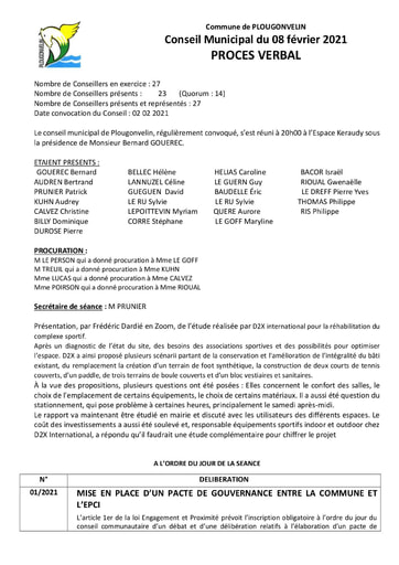 Procès verbal 08 02 2021
