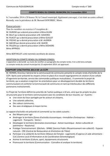 Séance du 03 novembre 2014