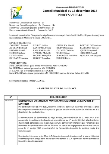 Séance du 18 décembre 2017