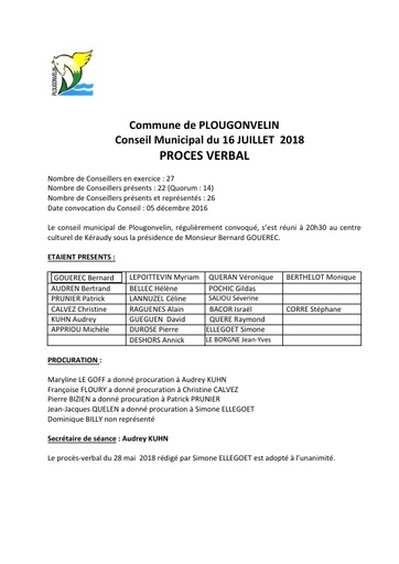 Séance du 16 juillet 2018