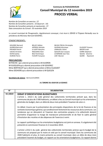 Séance du 12 novembre 2019
