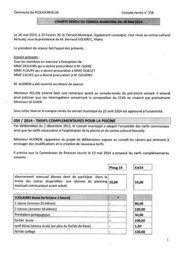 Séance du 26 mai 2014