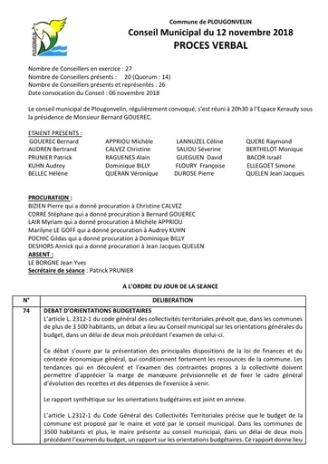 Séance du 12 novembre 2018