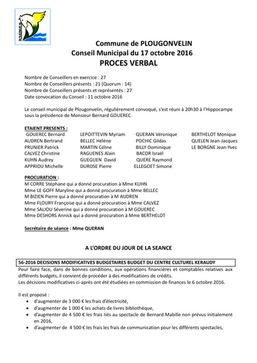 Séance du 17 octobre 2016