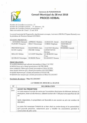 Séance du 28 mai 2018