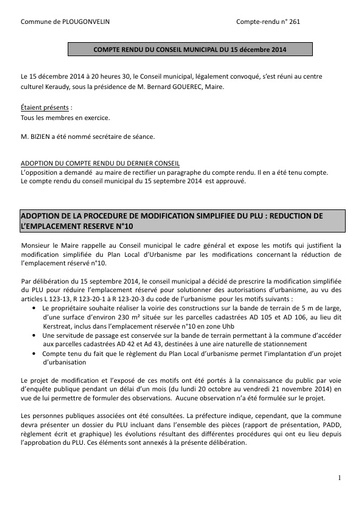 Séance du 15 décembre 2014