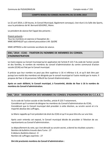 Séance du 22 avril 2014