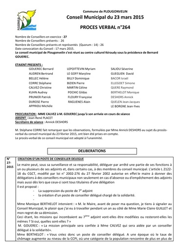 Séance du 23 mars 2015