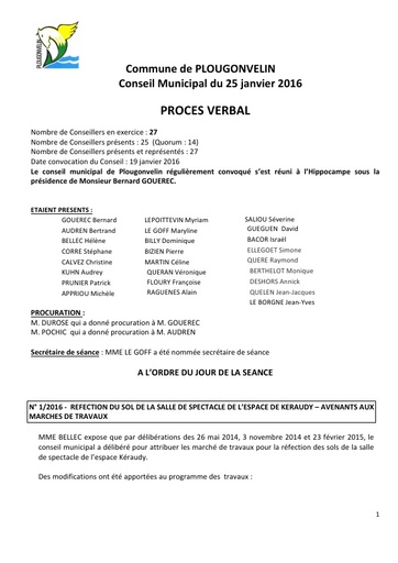 Séance du 25 janvier 2016