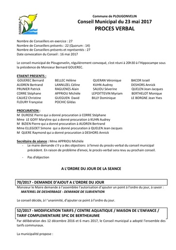 Séance du 23 mai 2017