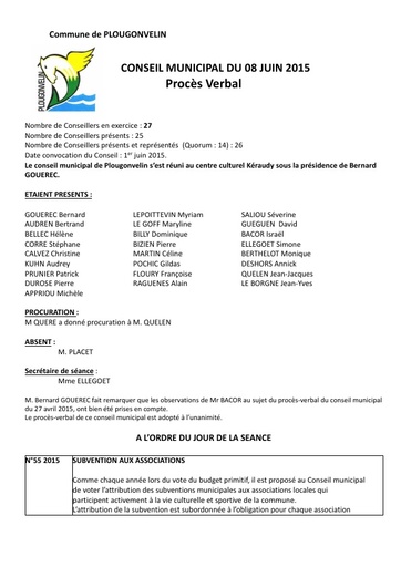 Séance du 8 juin 2015