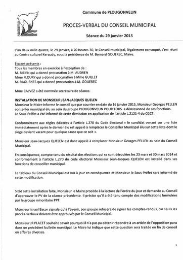 Séance du 29 janvier 2015