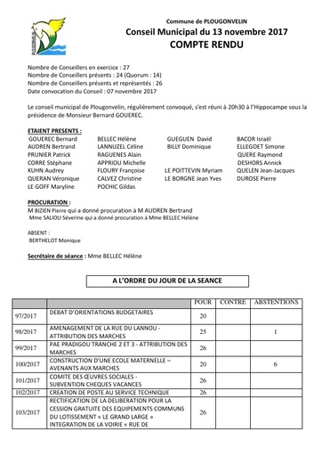 Séance du 13 novembre 2017