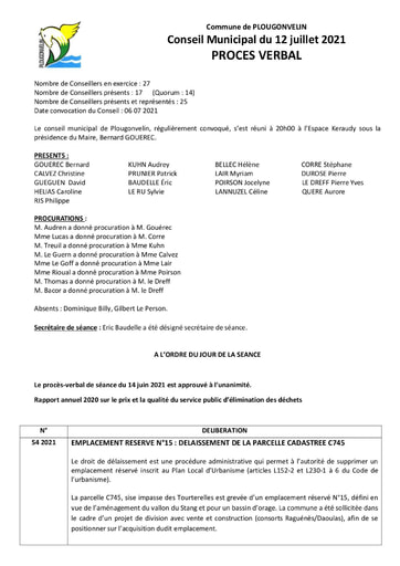 PROCÈS VERBAL 12 07 2021