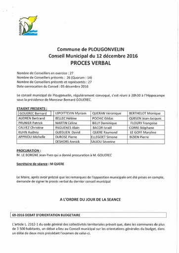 Séance du 12 décembre 2016