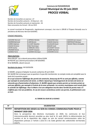 Séance du 03 juin 2019